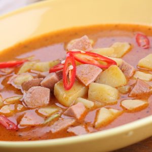 Hungarian Gulyás sausage soup