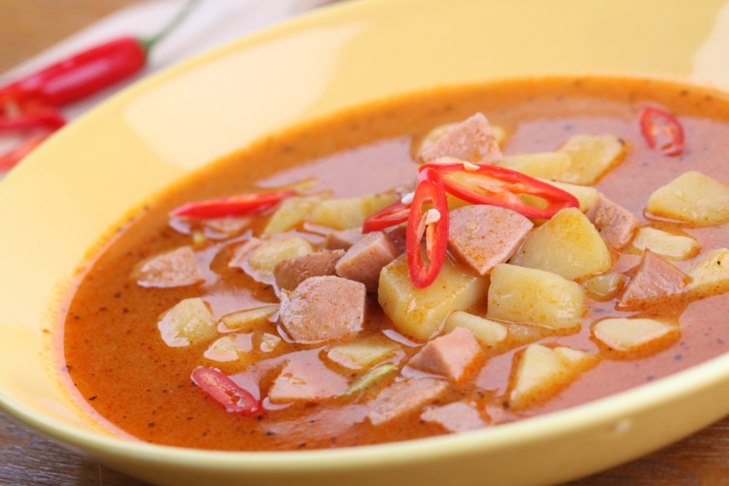 Hungarian Gulyás sausage soup