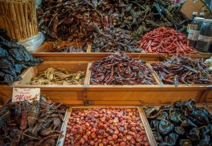 Choice Of Dried Chili In Oaxaca Market, Mexico