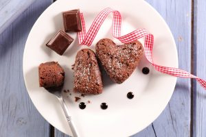 heart shape chocolate cake- top view