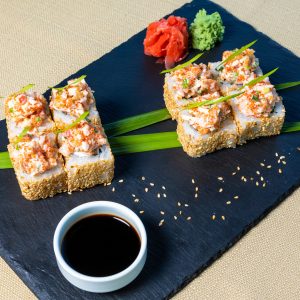 sushi plate with tamari