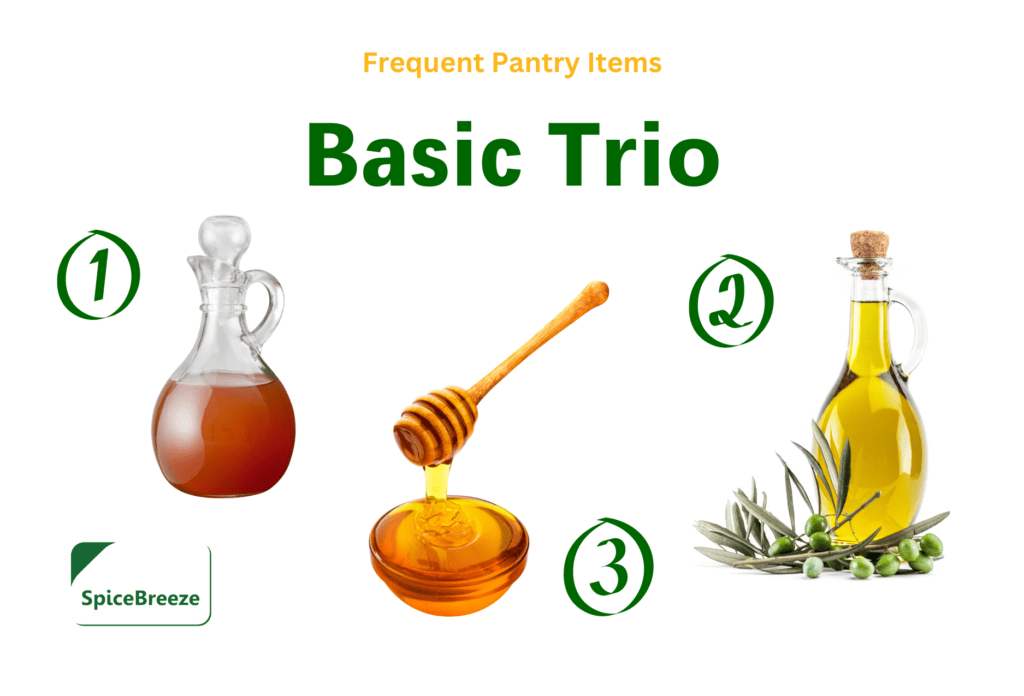 basic trio - vinegar- oil - honey