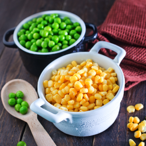 green peas and corn